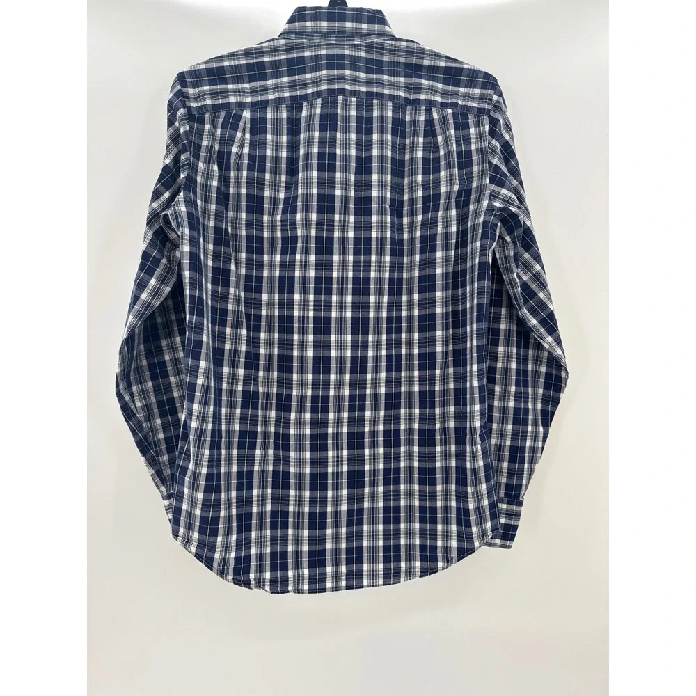 J. Crew Tailored Quality‎ Woven Shirts Mens XS Blue Plaid Long Sleeve Cotton